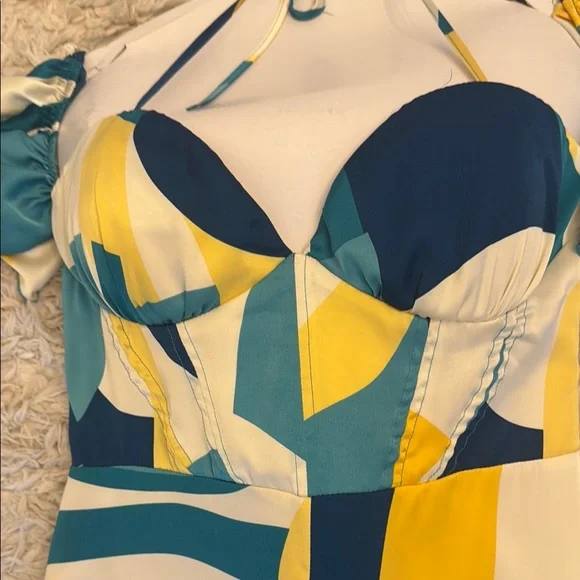 NWOT Multicolor Abstract Print Jumpsuit. Fun & Flirty!! - Picture 7 of 12